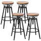 Industrial Armless Elevatable Counter Stool Iron Bar Stool with Pedal for Cafe Light Brown Backless 4 Piece Set Clearhalo 'Bar Furniture' 'Bar Stools' 'bar_stools' 'furn' 'furn_bar_stools' 'Furniture' 'Kitchen & Dining Furniture' 6373043