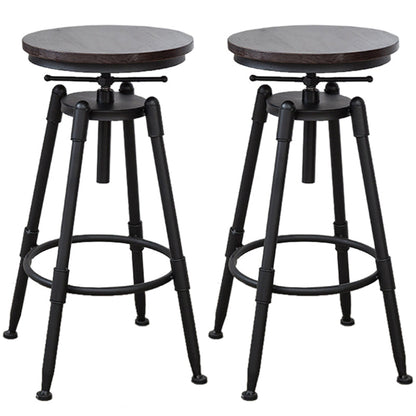 Industrial Armless Elevatable Counter Stool Iron Bar Stool with Pedal for Cafe Dark Brown Backless 2 Piece Set Clearhalo 'Bar Furniture' 'Bar Stools' 'bar_stools' 'furn' 'furn_bar_stools' 'Furniture' 'Kitchen & Dining Furniture' 6373046