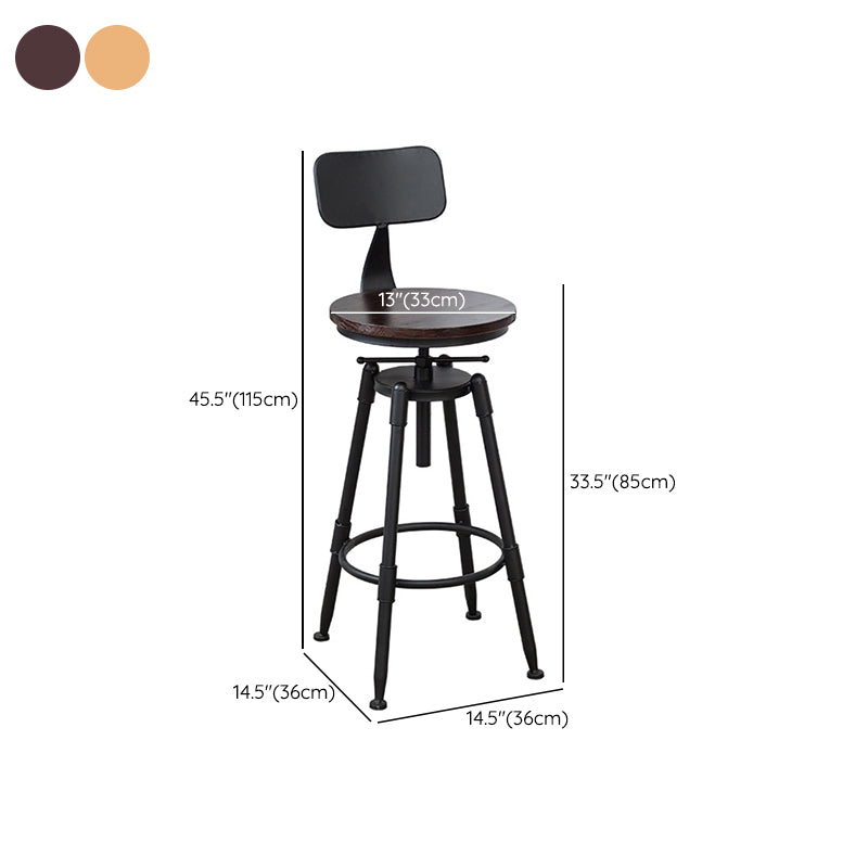 Industrial Armless Elevatable Counter Stool Iron Bar Stool with Pedal for Cafe Clearhalo 'Bar Furniture' 'Bar Stools' 'bar_stools' 'furn' 'furn_bar_stools' 'Furniture' 'Kitchen & Dining Furniture' 6373051