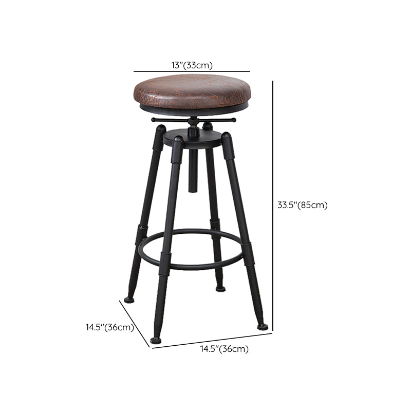 Industrial Armless Elevatable Counter Stool Iron Bar Stool with Pedal for Cafe Clearhalo 'Bar Furniture' 'Bar Stools' 'bar_stools' 'furn' 'furn_bar_stools' 'Furniture' 'Kitchen & Dining Furniture' 6373052