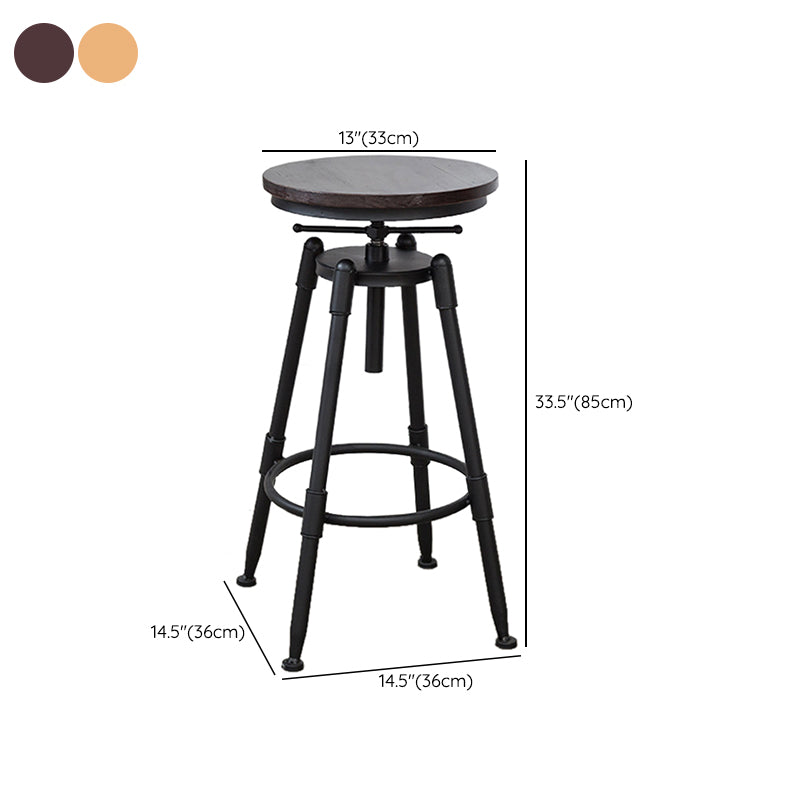 Industrial Armless Elevatable Counter Stool Iron Bar Stool with Pedal for Cafe Clearhalo 'Bar Furniture' 'Bar Stools' 'bar_stools' 'furn' 'furn_bar_stools' 'Furniture' 'Kitchen & Dining Furniture' 6373053