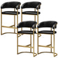 Glam Armrest Backrest Counter Stool Iron Bar Stool with Leather Cushion and Pedal Black 4 Piece Set Clearhalo 'Bar Furniture' 'Bar Stools' 'bar_stools' 'furn' 'furn_bar_stools' 'Furniture' 'Kitchen & Dining Furniture' 6373055