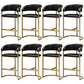 Glam Armrest Backrest Counter Stool Iron Bar Stool with Leather Cushion and Pedal Black 8 Piece Set Clearhalo 'Bar Furniture' 'Bar Stools' 'bar_stools' 'furn' 'furn_bar_stools' 'Furniture' 'Kitchen & Dining Furniture' 6373056
