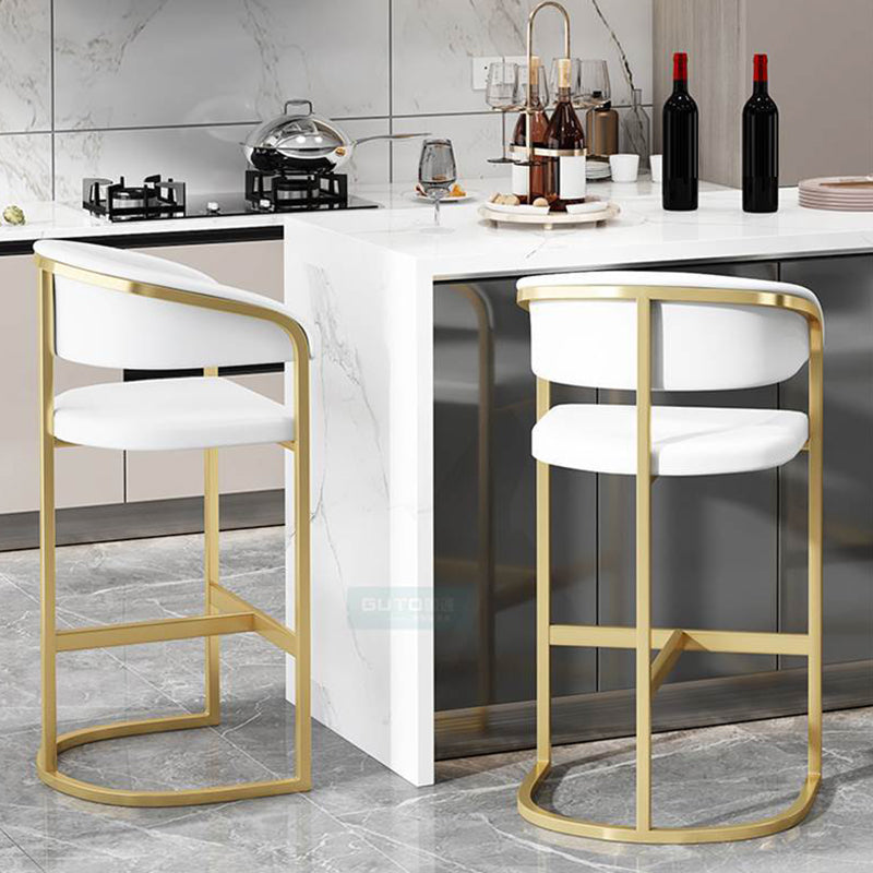 Glam Armrest Backrest Counter Stool Iron Bar Stool with Leather Cushion and Pedal Clearhalo 'Bar Furniture' 'Bar Stools' 'bar_stools' 'furn' 'furn_bar_stools' 'Furniture' 'Kitchen & Dining Furniture' 6373057
