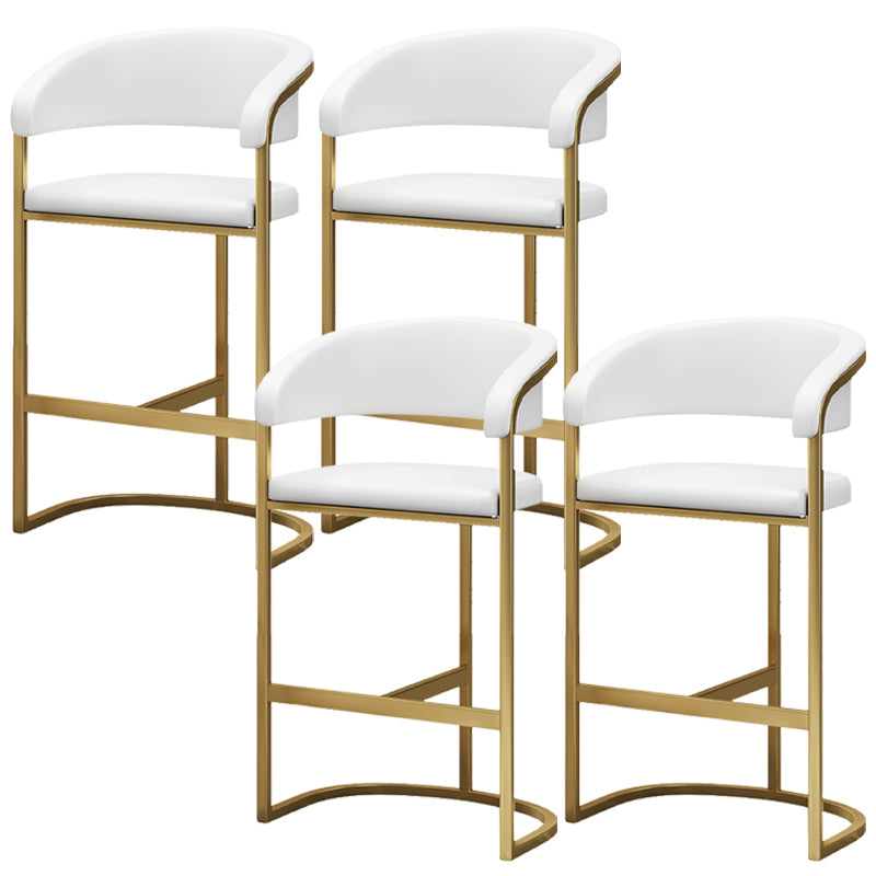Glam Armrest Backrest Counter Stool Iron Bar Stool with Leather Cushion and Pedal White 4 Piece Set Clearhalo 'Bar Furniture' 'Bar Stools' 'bar_stools' 'furn' 'furn_bar_stools' 'Furniture' 'Kitchen & Dining Furniture' 6373058