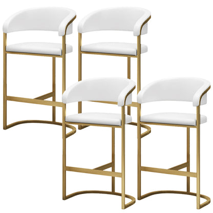 Glam Armrest Backrest Counter Stool Iron Bar Stool with Leather Cushion and Pedal White 4 Piece Set Clearhalo 'Bar Furniture' 'Bar Stools' 'bar_stools' 'furn' 'furn_bar_stools' 'Furniture' 'Kitchen & Dining Furniture' 6373058