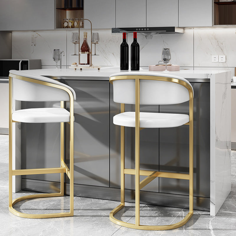 Glam Armrest Backrest Counter Stool Iron Bar Stool with Leather Cushion and Pedal Clearhalo 'Bar Furniture' 'Bar Stools' 'bar_stools' 'furn' 'furn_bar_stools' 'Furniture' 'Kitchen & Dining Furniture' 6373059