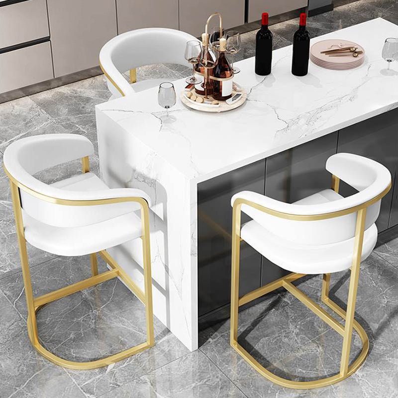 Glam Armrest Backrest Counter Stool Iron Bar Stool with Leather Cushion and Pedal Clearhalo 'Bar Furniture' 'Bar Stools' 'bar_stools' 'furn' 'furn_bar_stools' 'Furniture' 'Kitchen & Dining Furniture' 6373061