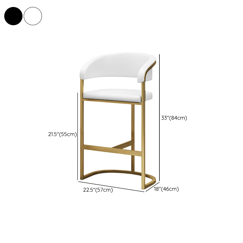 Glam Armrest Backrest Counter Stool Iron Bar Stool with Leather Cushion and Pedal Clearhalo 'Bar Furniture' 'Bar Stools' 'bar_stools' 'furn' 'furn_bar_stools' 'Furniture' 'Kitchen & Dining Furniture' 6373068
