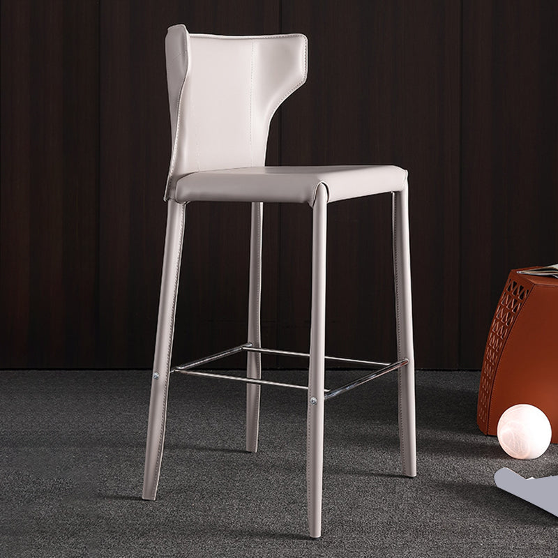 Glam Leather Counter Height Stools Low Back Bar Stools for Indoor Grey 1 Piece Clearhalo 'Bar Furniture' 'Bar Stools' 'bar_stools' 'furn' 'furn_bar_stools' 'Furniture' 'Kitchen & Dining Furniture' 6373071