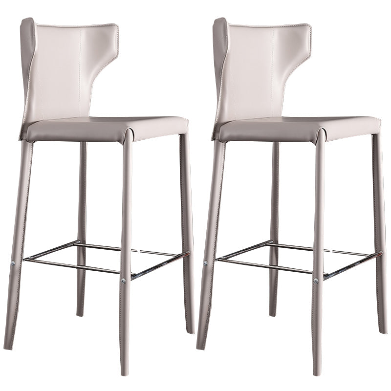Glam Leather Counter Height Stools Low Back Bar Stools for Indoor Grey 2 Piece Set Clearhalo 'Bar Furniture' 'Bar Stools' 'bar_stools' 'furn' 'furn_bar_stools' 'Furniture' 'Kitchen & Dining Furniture' 6373073