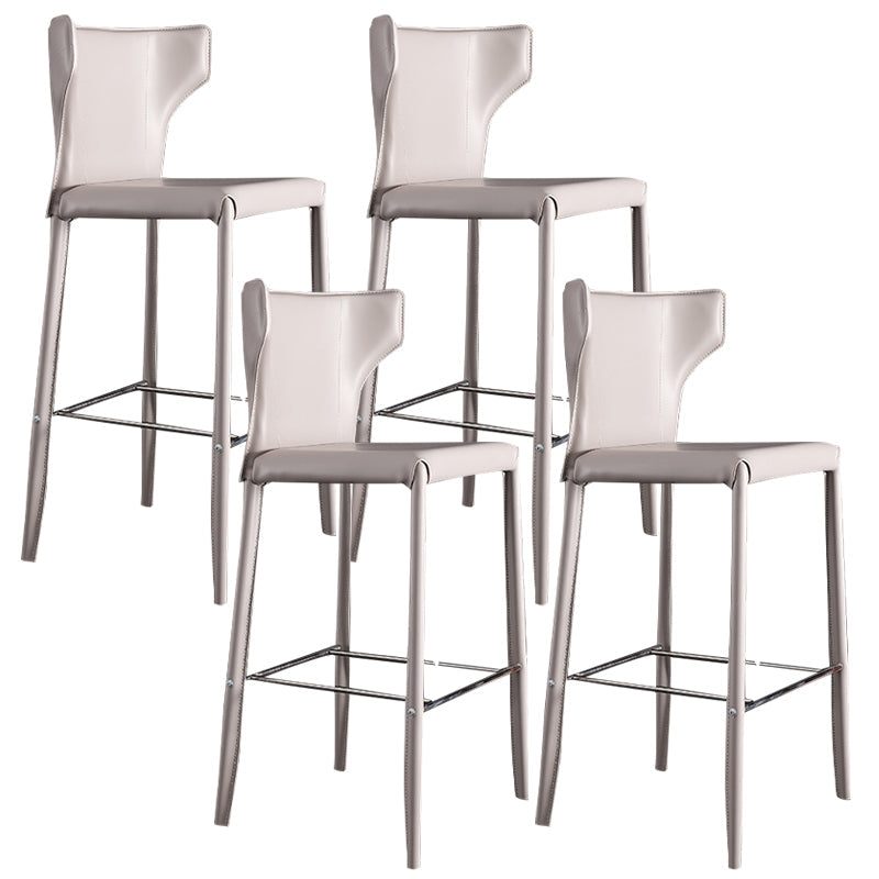 Glam Leather Counter Height Stools Low Back Bar Stools for Indoor Grey 4 Piece Set Clearhalo 'Bar Furniture' 'Bar Stools' 'bar_stools' 'furn' 'furn_bar_stools' 'Furniture' 'Kitchen & Dining Furniture' 6373074