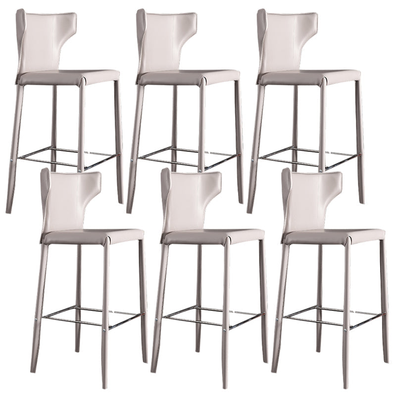 Glam Leather Counter Height Stools Low Back Bar Stools for Indoor Grey 6 Piece Set Clearhalo 'Bar Furniture' 'Bar Stools' 'bar_stools' 'furn' 'furn_bar_stools' 'Furniture' 'Kitchen & Dining Furniture' 6373076