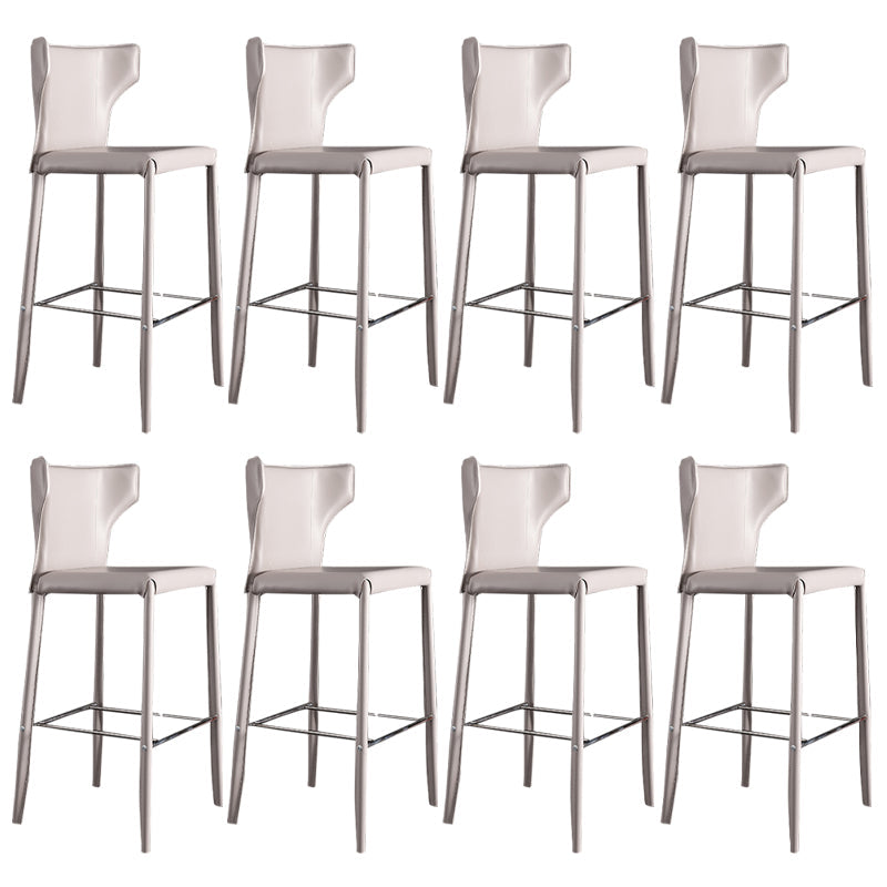 Glam Leather Counter Height Stools Low Back Bar Stools for Indoor Grey 8 Piece Set Clearhalo 'Bar Furniture' 'Bar Stools' 'bar_stools' 'furn' 'furn_bar_stools' 'Furniture' 'Kitchen & Dining Furniture' 6373079