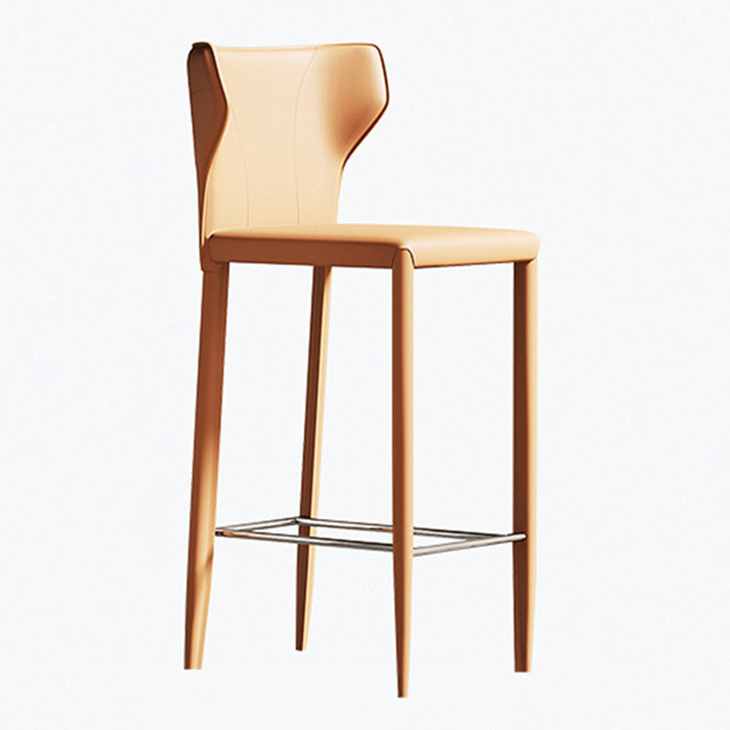 Glam Leather Counter Height Stools Low Back Bar Stools for Indoor Orange 1 Piece Clearhalo 'Bar Furniture' 'Bar Stools' 'bar_stools' 'furn' 'furn_bar_stools' 'Furniture' 'Kitchen & Dining Furniture' 6373081