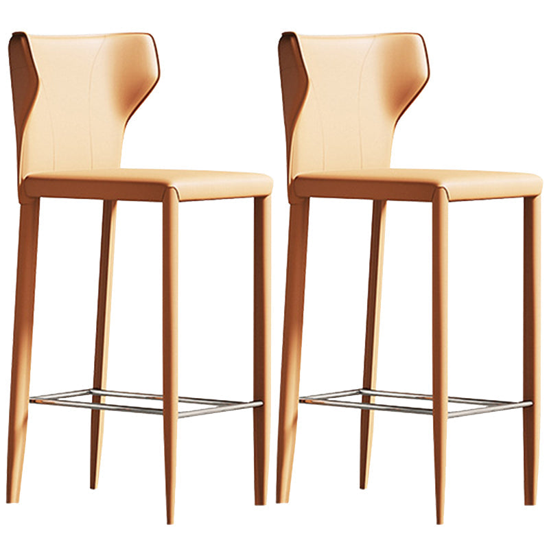 Glam Leather Counter Height Stools Low Back Bar Stools for Indoor Orange 2 Piece Set Clearhalo 'Bar Furniture' 'Bar Stools' 'bar_stools' 'furn' 'furn_bar_stools' 'Furniture' 'Kitchen & Dining Furniture' 6373083