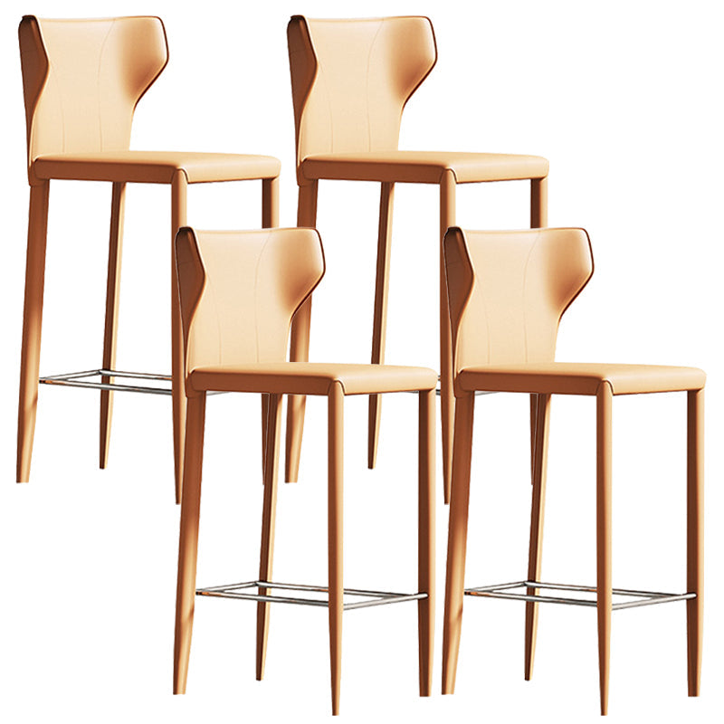 Glam Leather Counter Height Stools Low Back Bar Stools for Indoor Orange 4 Piece Set Clearhalo 'Bar Furniture' 'Bar Stools' 'bar_stools' 'furn' 'furn_bar_stools' 'Furniture' 'Kitchen & Dining Furniture' 6373085