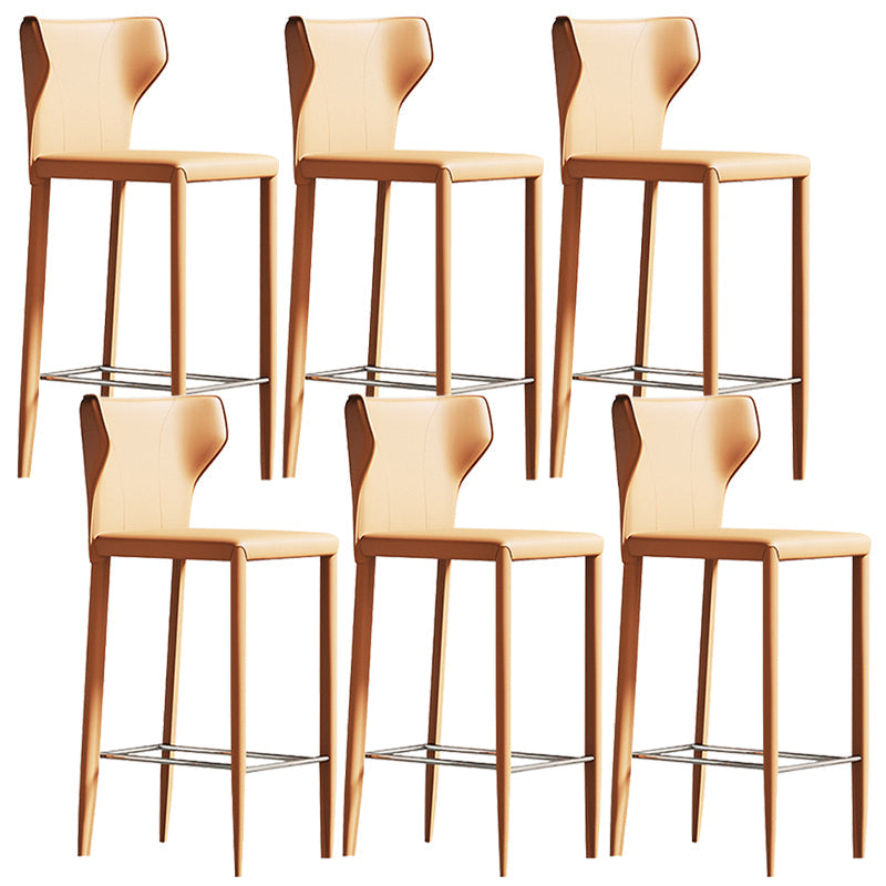 Glam Leather Counter Height Stools Low Back Bar Stools for Indoor Orange 6 Piece Set Clearhalo 'Bar Furniture' 'Bar Stools' 'bar_stools' 'furn' 'furn_bar_stools' 'Furniture' 'Kitchen & Dining Furniture' 6373086