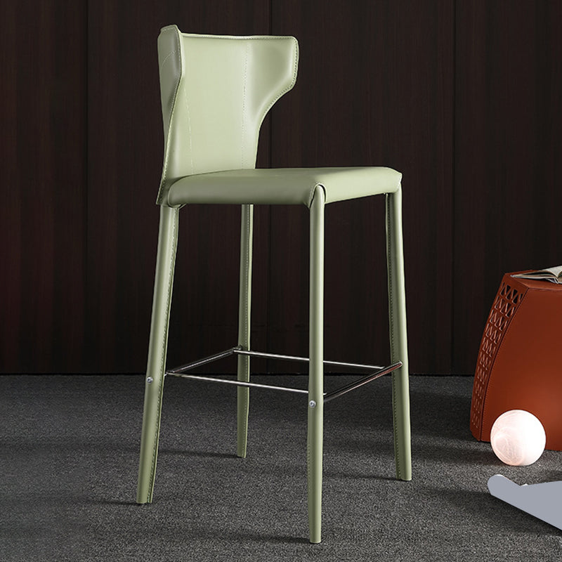 Glam Leather Counter Height Stools Low Back Bar Stools for Indoor Light Green 1 Piece Clearhalo 'Bar Furniture' 'Bar Stools' 'bar_stools' 'furn' 'furn_bar_stools' 'Furniture' 'Kitchen & Dining Furniture' 6373089