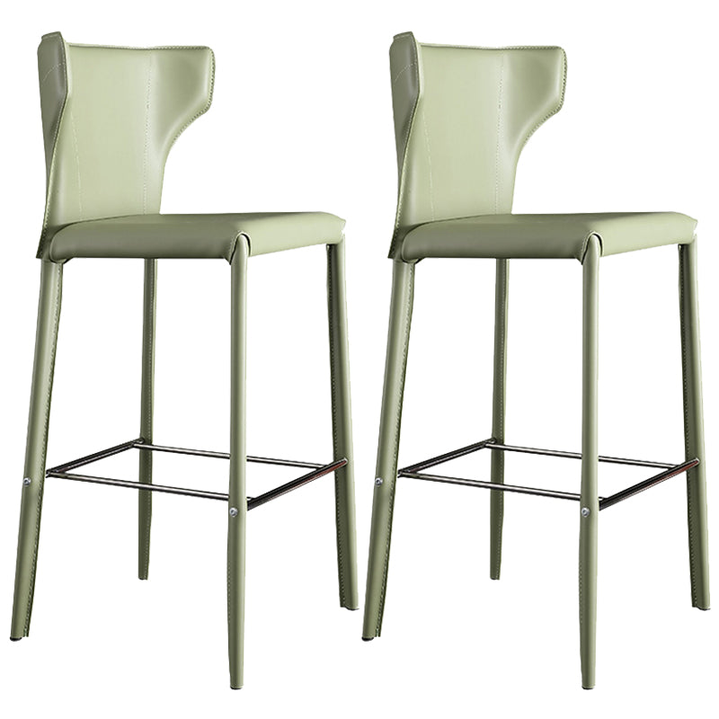 Glam Leather Counter Height Stools Low Back Bar Stools for Indoor Light Green 2 Piece Set Clearhalo 'Bar Furniture' 'Bar Stools' 'bar_stools' 'furn' 'furn_bar_stools' 'Furniture' 'Kitchen & Dining Furniture' 6373090