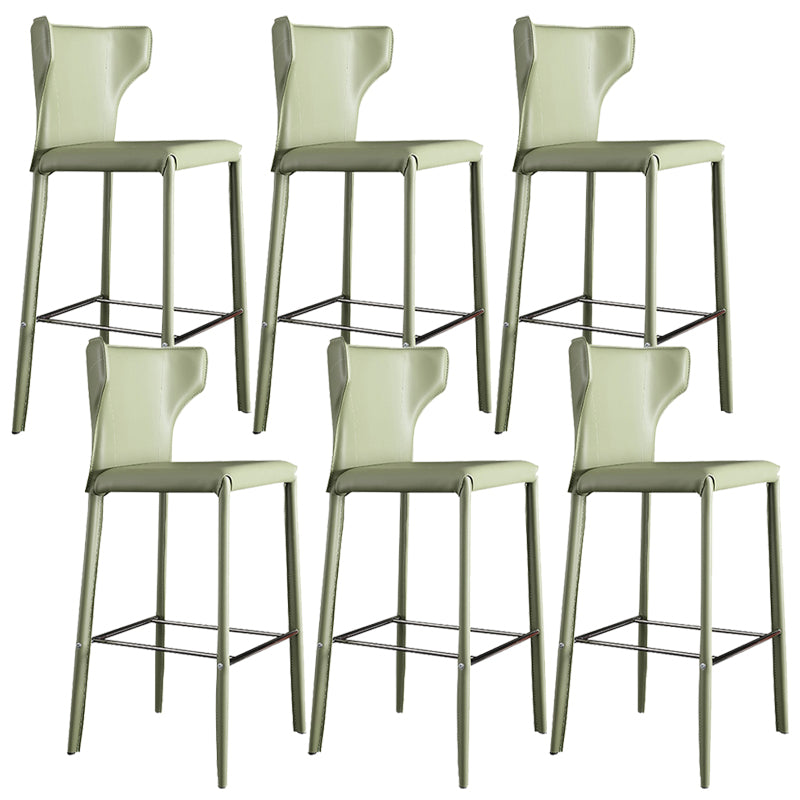 Glam Leather Counter Height Stools Low Back Bar Stools for Indoor Light Green 6 Piece Set Clearhalo 'Bar Furniture' 'Bar Stools' 'bar_stools' 'furn' 'furn_bar_stools' 'Furniture' 'Kitchen & Dining Furniture' 6373092