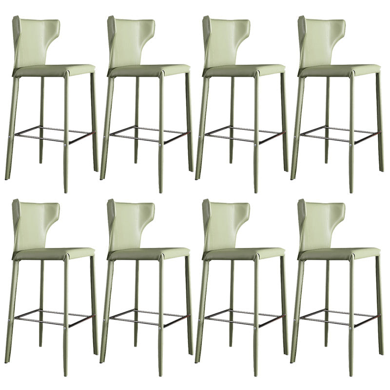 Glam Leather Counter Height Stools Low Back Bar Stools for Indoor Light Green 8 Piece Set Clearhalo 'Bar Furniture' 'Bar Stools' 'bar_stools' 'furn' 'furn_bar_stools' 'Furniture' 'Kitchen & Dining Furniture' 6373093