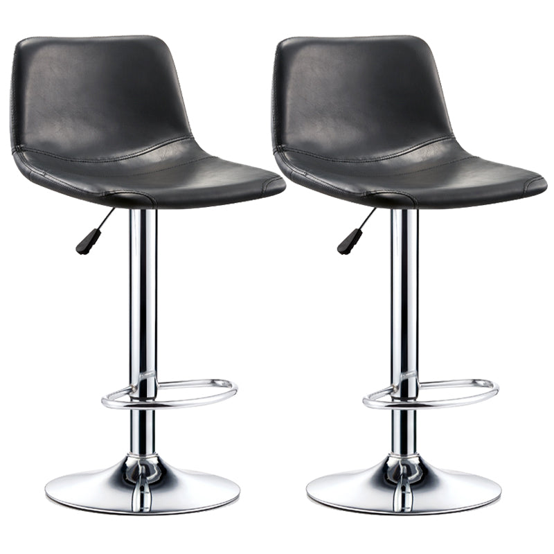 Industrial Leather Counter Height Stools Low Back Bar Stool for Bar Black 2 Piece Set Clearhalo 'Bar Furniture' 'Bar Stools' 'bar_stools' 'furn' 'furn_bar_stools' 'Furniture' 'Kitchen & Dining Furniture' 6373098