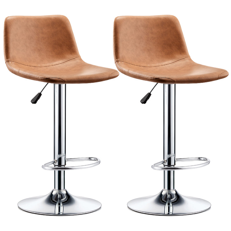 Industrial Leather Counter Height Stools Low Back Bar Stool for Bar Brown 2 Piece Set Clearhalo 'Bar Furniture' 'Bar Stools' 'bar_stools' 'furn' 'furn_bar_stools' 'Furniture' 'Kitchen & Dining Furniture' 6373118