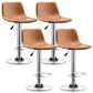 Industrial Leather Counter Height Stools Low Back Bar Stool for Bar Brown 4 Piece Set Clearhalo 'Bar Furniture' 'Bar Stools' 'bar_stools' 'furn' 'furn_bar_stools' 'Furniture' 'Kitchen & Dining Furniture' 6373119