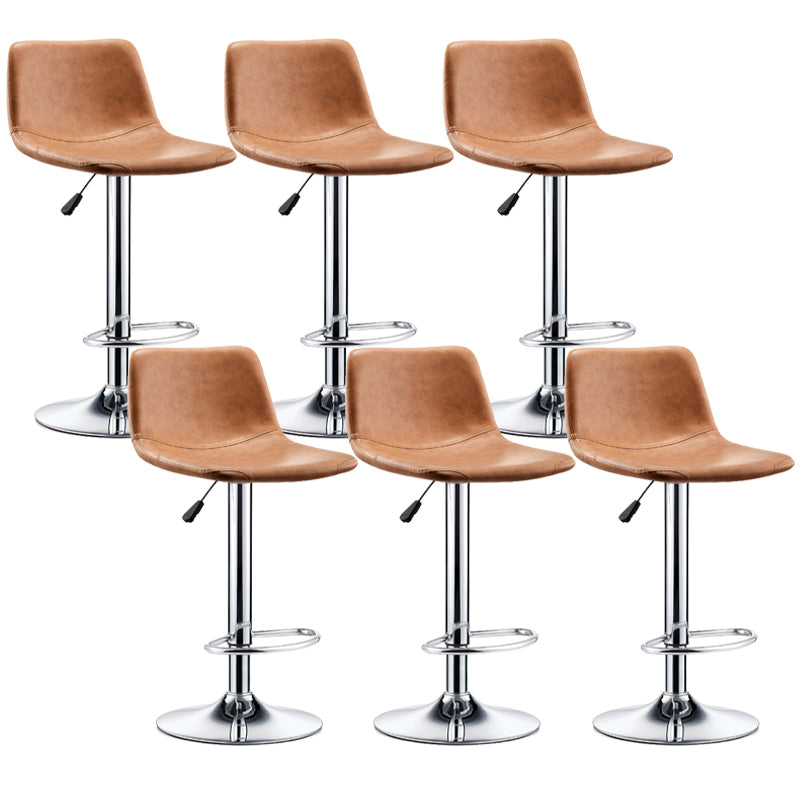 Industrial Leather Counter Height Stools Low Back Bar Stool for Bar Brown 6 Piece Set Clearhalo 'Bar Furniture' 'Bar Stools' 'bar_stools' 'furn' 'furn_bar_stools' 'Furniture' 'Kitchen & Dining Furniture' 6373120