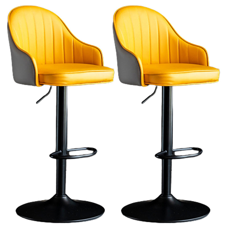 Industrial Metal Counter Height Stools Back Bar Stool for Living Room Yellow-Gray Black 2 Piece Set Clearhalo 'Bar Furniture' 'Bar Stools' 'bar_stools' 'furn' 'furn_bar_stools' 'Furniture' 'Kitchen & Dining Furniture' 6373198