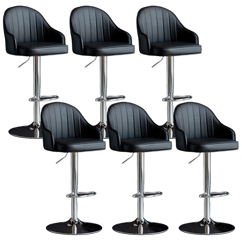 Industrial Metal Counter Height Stools Back Bar Stool for Living Room Black Silver 6 Piece Set Clearhalo 'Bar Furniture' 'Bar Stools' 'bar_stools' 'furn' 'furn_bar_stools' 'Furniture' 'Kitchen & Dining Furniture' 6373205
