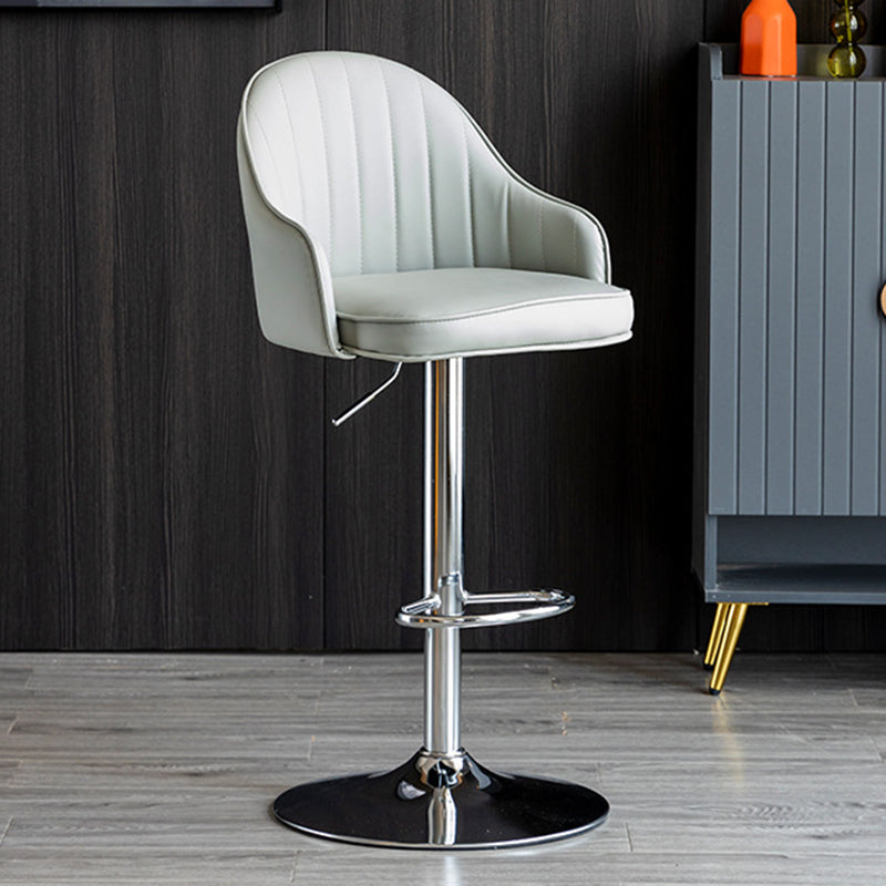 Industrial Metal Counter Height Stools Back Bar Stool for Living Room Light Gray Silver 1 Piece Clearhalo 'Bar Furniture' 'Bar Stools' 'bar_stools' 'furn' 'furn_bar_stools' 'Furniture' 'Kitchen & Dining Furniture' 6373212