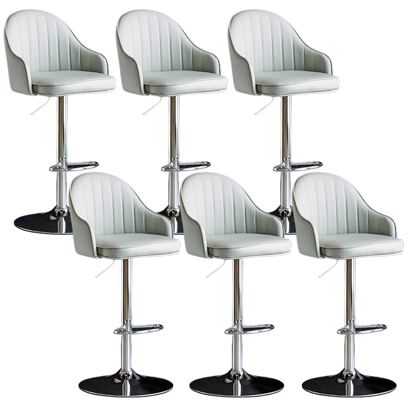 Industrial Metal Counter Height Stools Back Bar Stool for Living Room Light Gray Silver 6 Piece Set Clearhalo 'Bar Furniture' 'Bar Stools' 'bar_stools' 'furn' 'furn_bar_stools' 'Furniture' 'Kitchen & Dining Furniture' 6373215