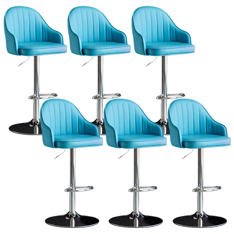 Industrial Metal Counter Height Stools Back Bar Stool for Living Room Blue Silver 6 Piece Set Clearhalo 'Bar Furniture' 'Bar Stools' 'bar_stools' 'furn' 'furn_bar_stools' 'Furniture' 'Kitchen & Dining Furniture' 6373225