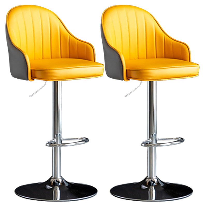 Industrial Metal Counter Height Stools Back Bar Stool for Living Room Yellow-Gray Silver 2 Piece Set Clearhalo 'Bar Furniture' 'Bar Stools' 'bar_stools' 'furn' 'furn_bar_stools' 'Furniture' 'Kitchen & Dining Furniture' 6373233