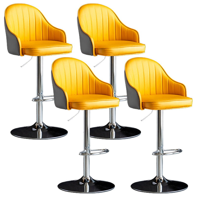Industrial Metal Counter Height Stools Back Bar Stool for Living Room Yellow-Gray Silver 4 Piece Set Clearhalo 'Bar Furniture' 'Bar Stools' 'bar_stools' 'furn' 'furn_bar_stools' 'Furniture' 'Kitchen & Dining Furniture' 6373234