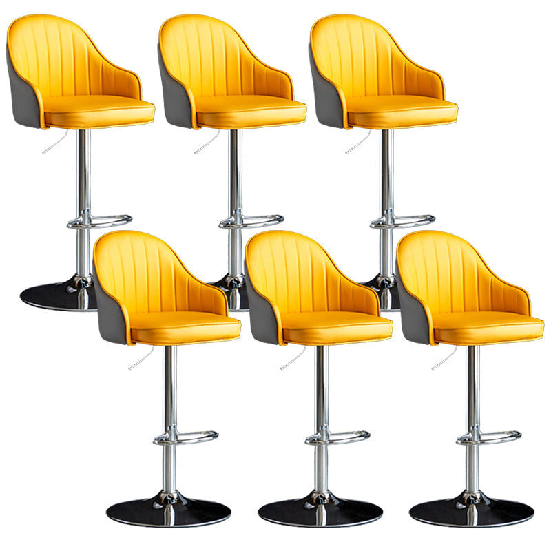 Industrial Metal Counter Height Stools Back Bar Stool for Living Room Yellow-Gray Silver 6 Piece Set Clearhalo 'Bar Furniture' 'Bar Stools' 'bar_stools' 'furn' 'furn_bar_stools' 'Furniture' 'Kitchen & Dining Furniture' 6373235