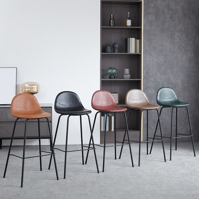 Leather Bar Stool Modern Backrest Counter Stool for Bristol with Metal Base Clearhalo 'Bar Furniture' 'Bar Stools' 'bar_stools' 'furn' 'furn_bar_stools' 'Furniture' 'Kitchen & Dining Furniture' 6373238