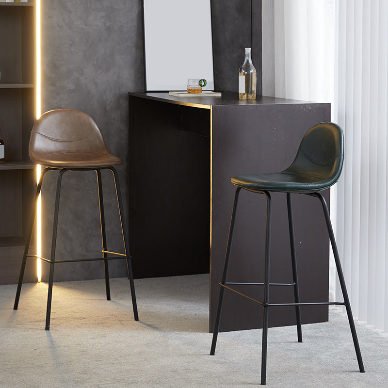 Leather Bar Stool Modern Backrest Counter Stool for Bristol with Metal Base Clearhalo 'Bar Furniture' 'Bar Stools' 'bar_stools' 'furn' 'furn_bar_stools' 'Furniture' 'Kitchen & Dining Furniture' 6373241