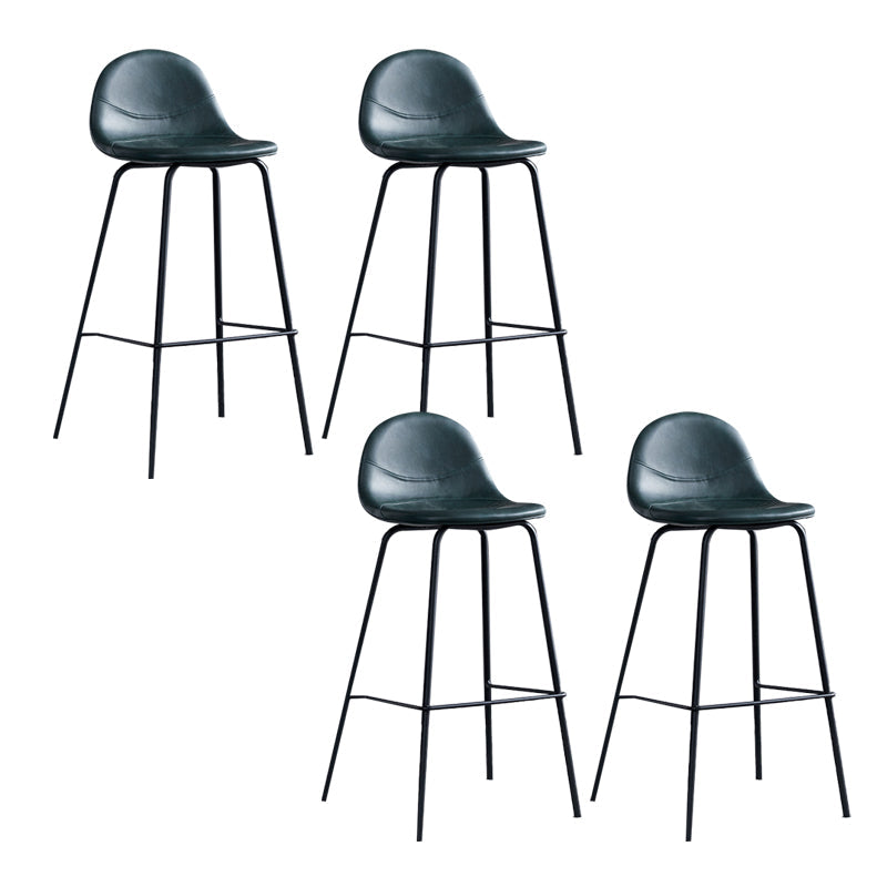 Leather Bar Stool Modern Backrest Counter Stool for Bristol with Metal Base Green 4 Piece Set Counter Stool(26"H) Clearhalo 'Bar Furniture' 'Bar Stools' 'bar_stools' 'furn' 'furn_bar_stools' 'Furniture' 'Kitchen & Dining Furniture' 6373243