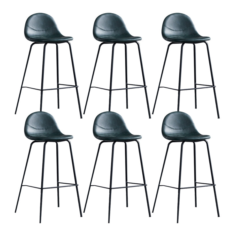 Leather Bar Stool Modern Backrest Counter Stool for Bristol with Metal Base Green 6 Piece Set Counter Stool(26"H) Clearhalo 'Bar Furniture' 'Bar Stools' 'bar_stools' 'furn' 'furn_bar_stools' 'Furniture' 'Kitchen & Dining Furniture' 6373244