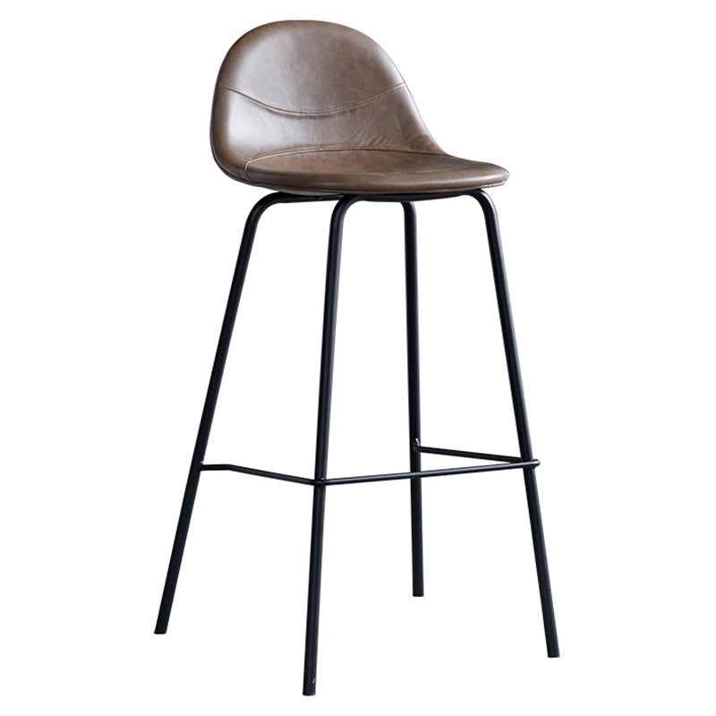 Leather Bar Stool Modern Backrest Counter Stool for Bristol with Metal Base Clearhalo 'Bar Furniture' 'Bar Stools' 'bar_stools' 'furn' 'furn_bar_stools' 'Furniture' 'Kitchen & Dining Furniture' 6373246