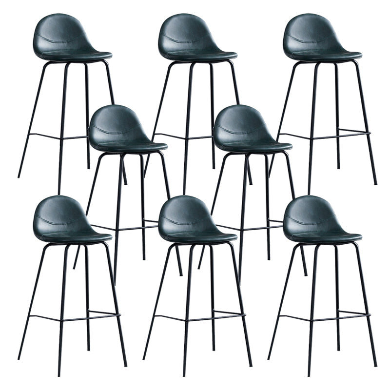 Leather Bar Stool Modern Backrest Counter Stool for Bristol with Metal Base Green 8 Piece Set Counter Stool(26"H) Clearhalo 'Bar Furniture' 'Bar Stools' 'bar_stools' 'furn' 'furn_bar_stools' 'Furniture' 'Kitchen & Dining Furniture' 6373247