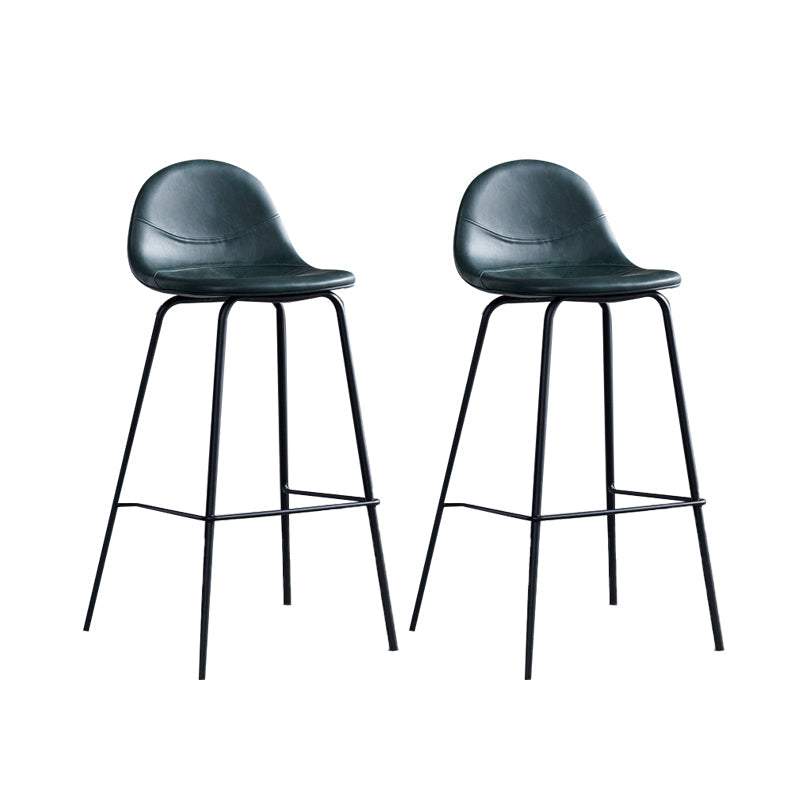Leather Bar Stool Modern Backrest Counter Stool for Bristol with Metal Base Green 2 Piece Set Bar Stool(30"H) Clearhalo 'Bar Furniture' 'Bar Stools' 'bar_stools' 'furn' 'furn_bar_stools' 'Furniture' 'Kitchen & Dining Furniture' 6373250