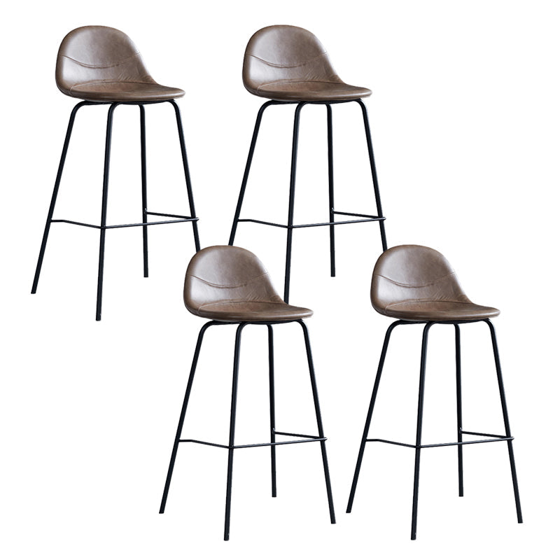 Leather Bar Stool Modern Backrest Counter Stool for Bristol with Metal Base Khaki 4 Piece Set Bar Stool(30"H) Clearhalo 'Bar Furniture' 'Bar Stools' 'bar_stools' 'furn' 'furn_bar_stools' 'Furniture' 'Kitchen & Dining Furniture' 6373264