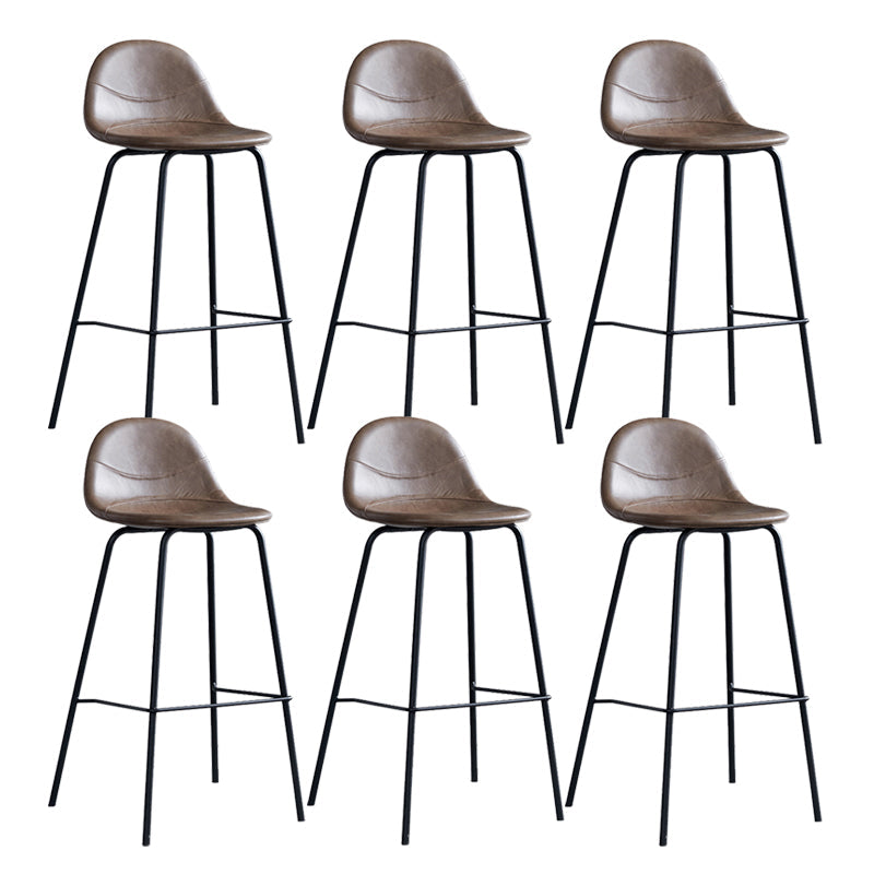 Leather Bar Stool Modern Backrest Counter Stool for Bristol with Metal Base Khaki 6 Piece Set Bar Stool(30"H) Clearhalo 'Bar Furniture' 'Bar Stools' 'bar_stools' 'furn' 'furn_bar_stools' 'Furniture' 'Kitchen & Dining Furniture' 6373265
