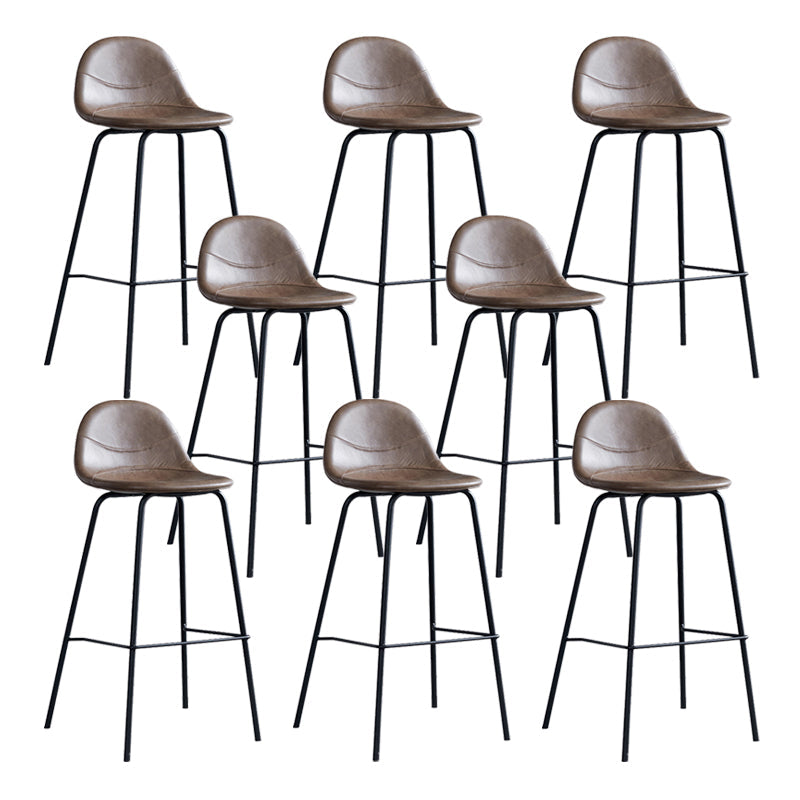 Leather Bar Stool Modern Backrest Counter Stool for Bristol with Metal Base Khaki 8 Piece Set Bar Stool(30"H) Clearhalo 'Bar Furniture' 'Bar Stools' 'bar_stools' 'furn' 'furn_bar_stools' 'Furniture' 'Kitchen & Dining Furniture' 6373266