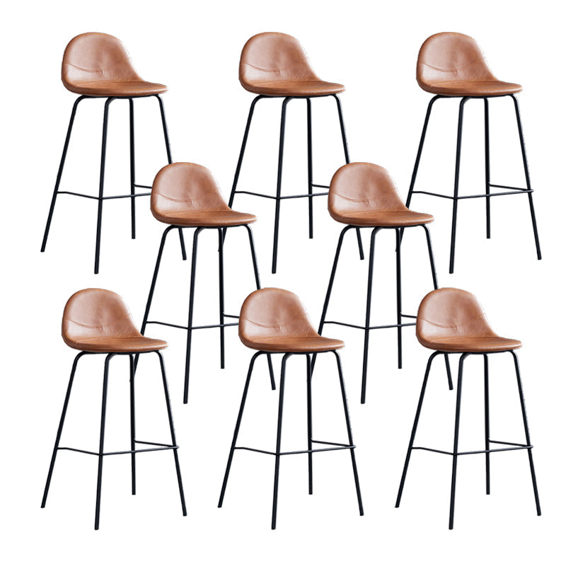 Leather Bar Stool Modern Backrest Counter Stool for Bristol with Metal Base Brown 8 Piece Set Counter Stool(26"H) Clearhalo 'Bar Furniture' 'Bar Stools' 'bar_stools' 'furn' 'furn_bar_stools' 'Furniture' 'Kitchen & Dining Furniture' 6373271