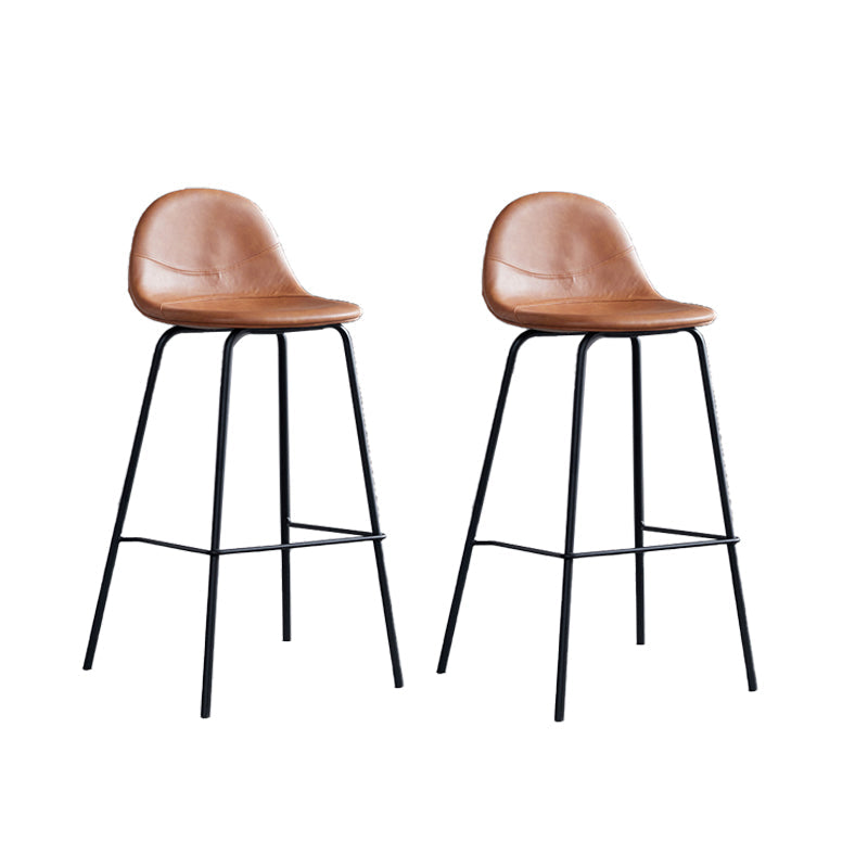 Leather Bar Stool Modern Backrest Counter Stool for Bristol with Metal Base Brown 2 Piece Set Bar Stool(30"H) Clearhalo 'Bar Furniture' 'Bar Stools' 'bar_stools' 'furn' 'furn_bar_stools' 'Furniture' 'Kitchen & Dining Furniture' 6373273